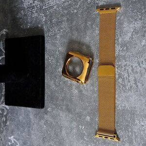 Gold Mesh Apple Infinity Watch Band & Case Protector
